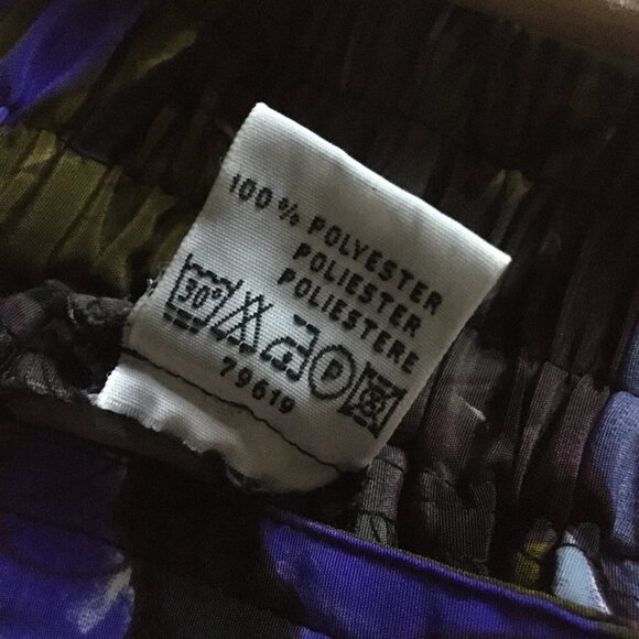 Vintage 80s Union Made Purple Rose Button Waist Pleated Midi Skirt - Picture 14 of 14